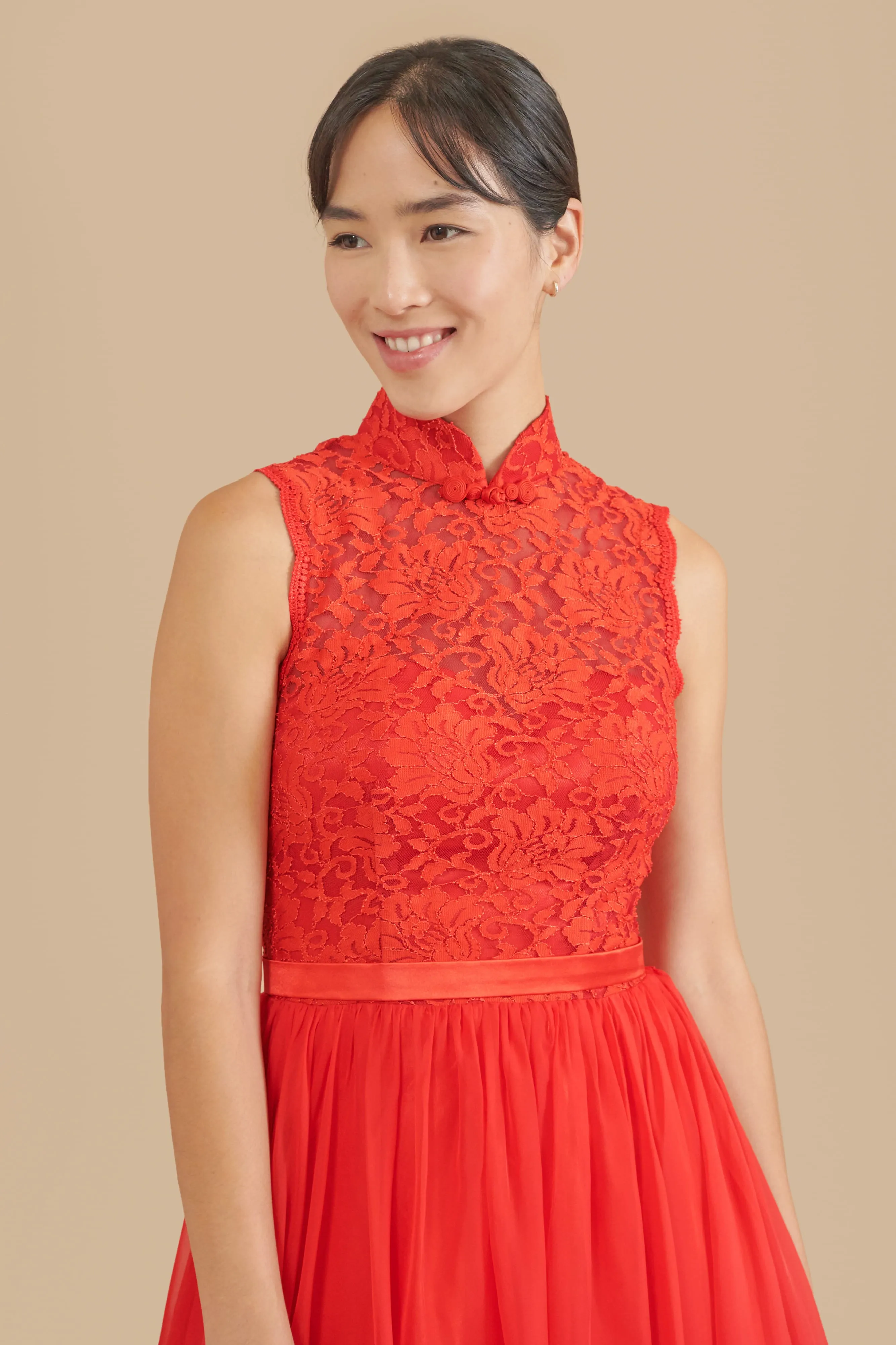 Amelia Bespoke Dress | Modern Red Cheongsam