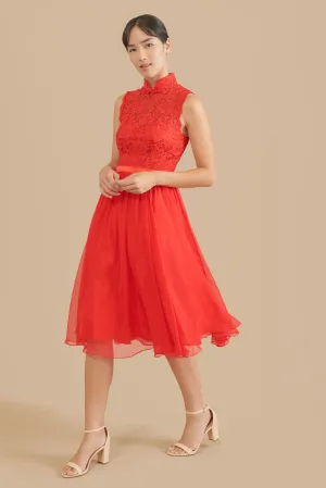 Amelia Bespoke Dress | Modern Red Cheongsam