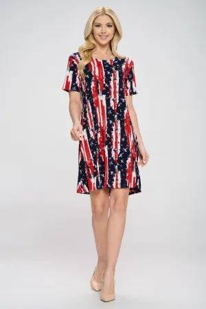 American Print Missy Dress Short Sleeve - 7004BN-SRP1-W306