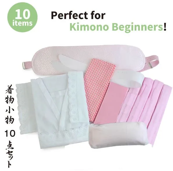 Authentic Women's Japanese Kimono Dressing Essential Set 10 Items, Size: M, L