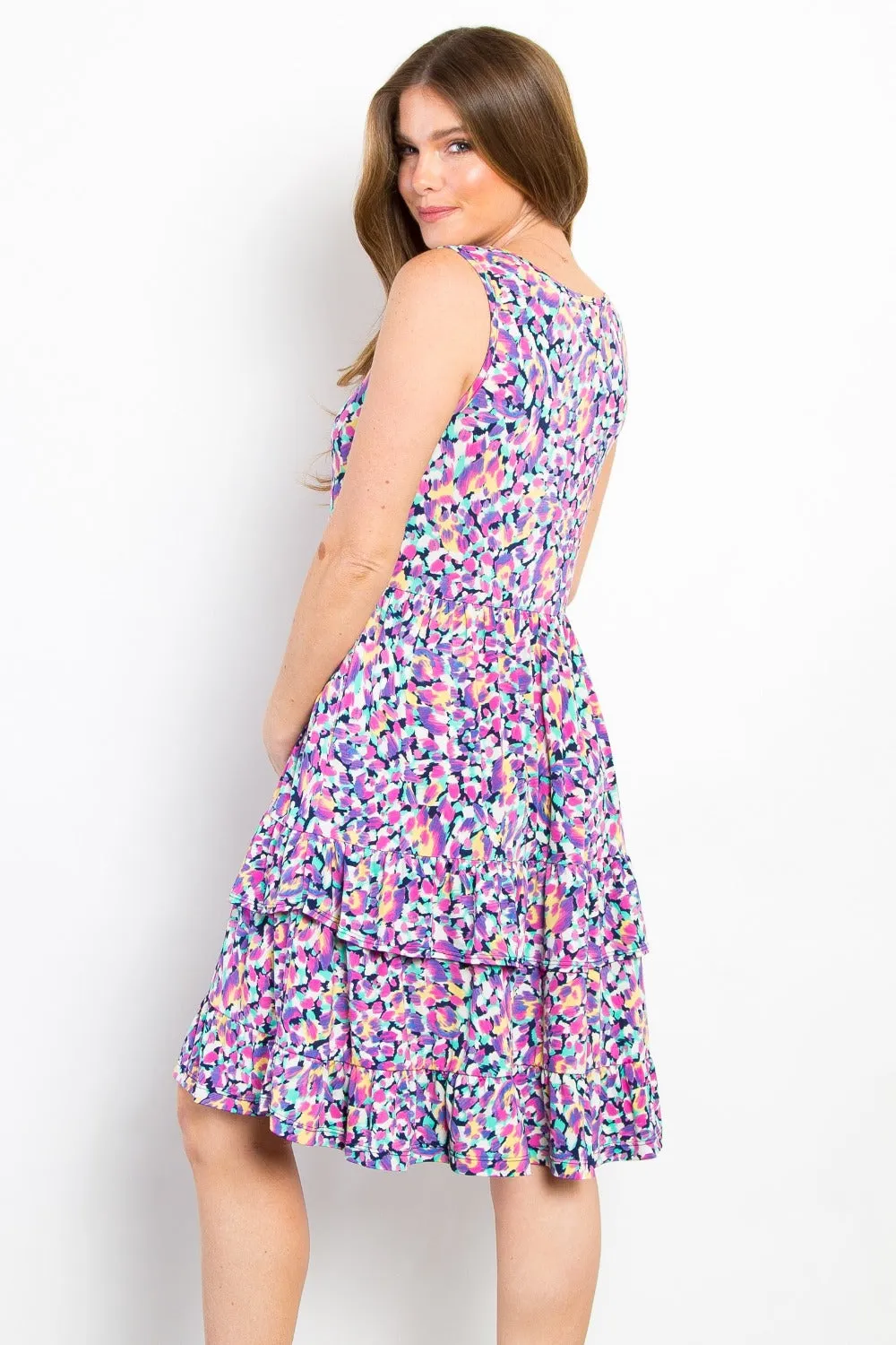 Be Stage Print Wrinkle Free Ruffled Dress