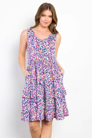 Be Stage Print Wrinkle Free Ruffled Dress