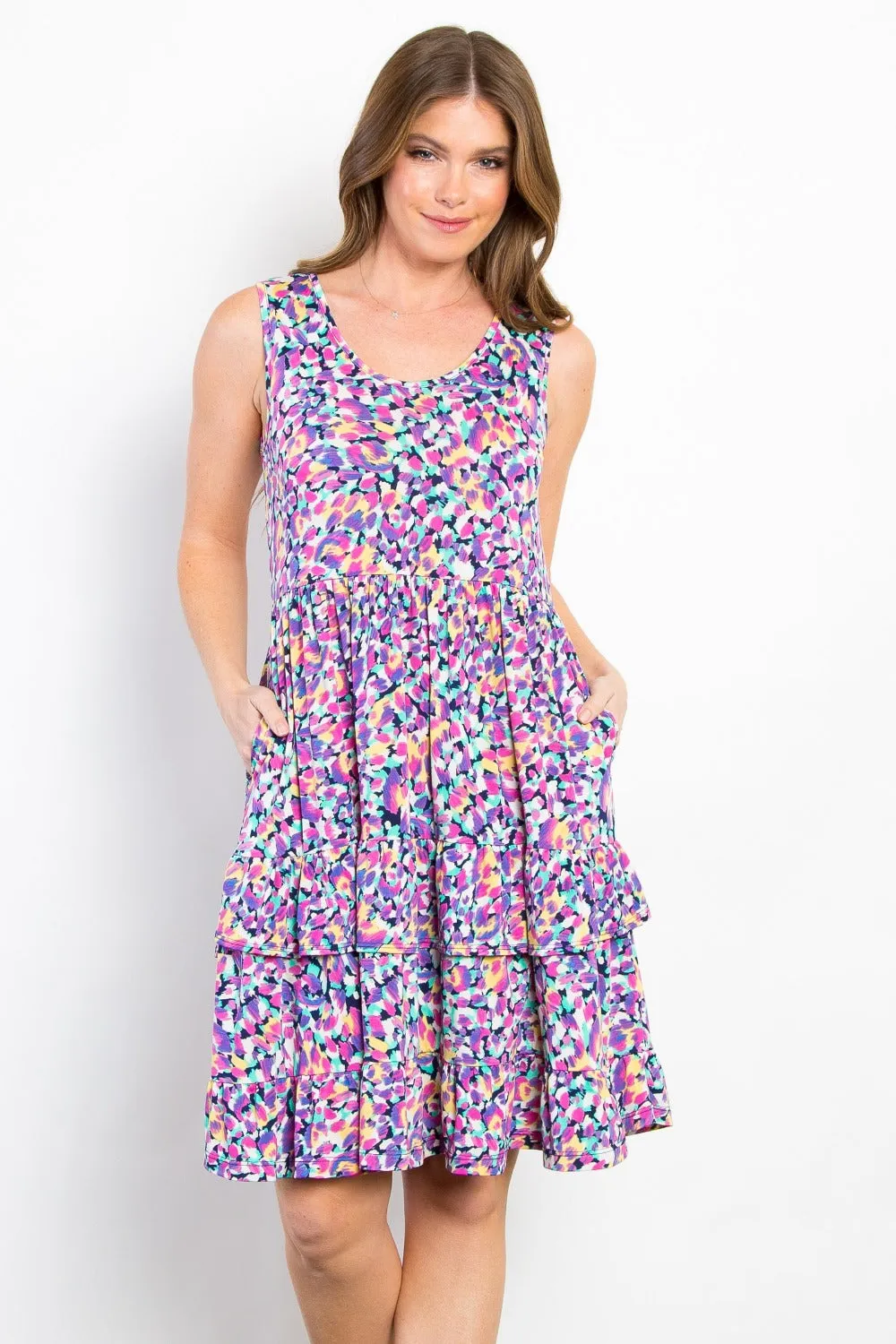 Be Stage Print Wrinkle Free Ruffled Dress