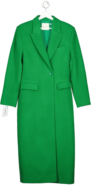 Bouguessa Green Single Breasted Wool Coat UK XS