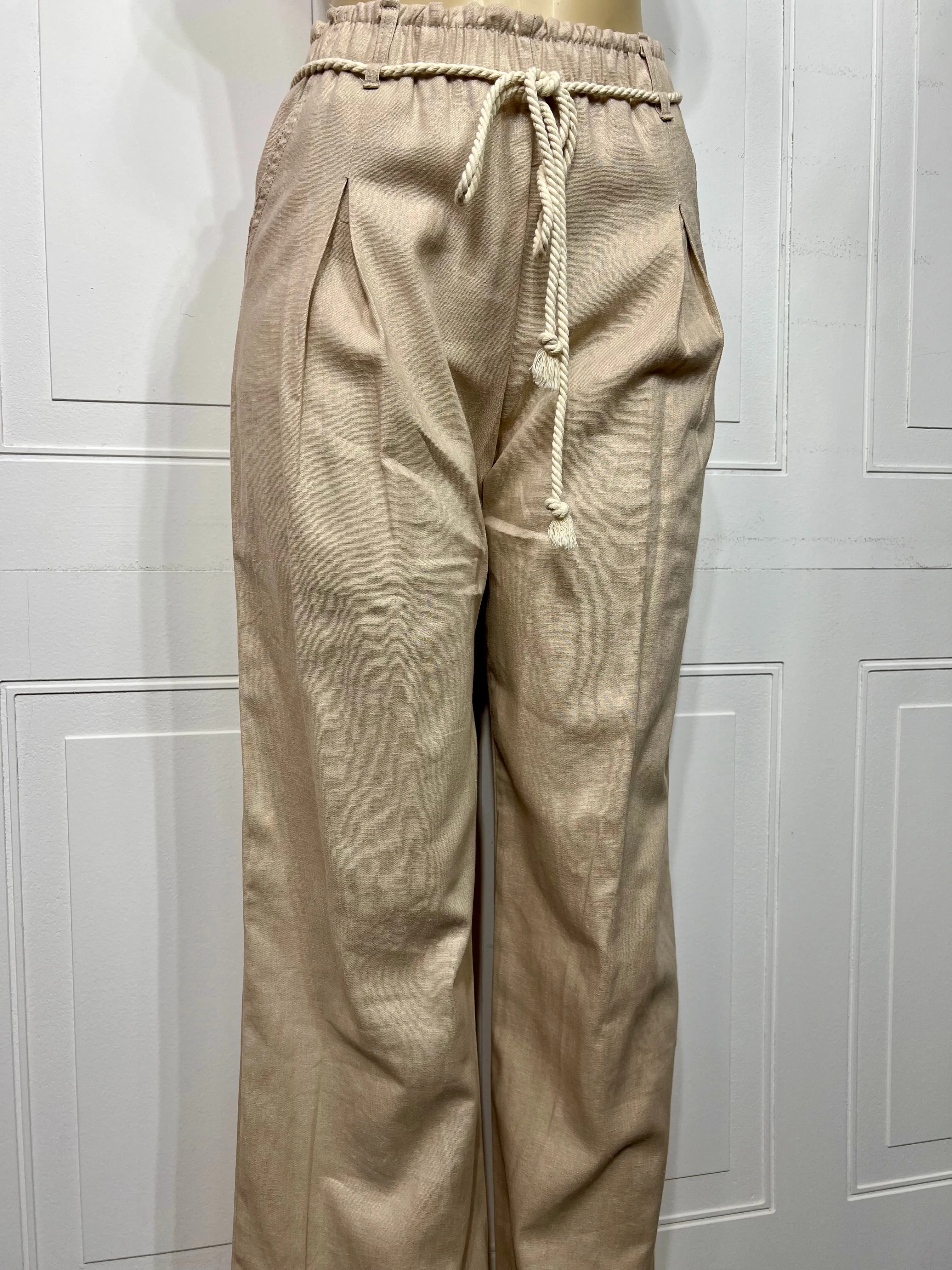 Gladys Neon or Natural Front Tie Wide Leg Pants