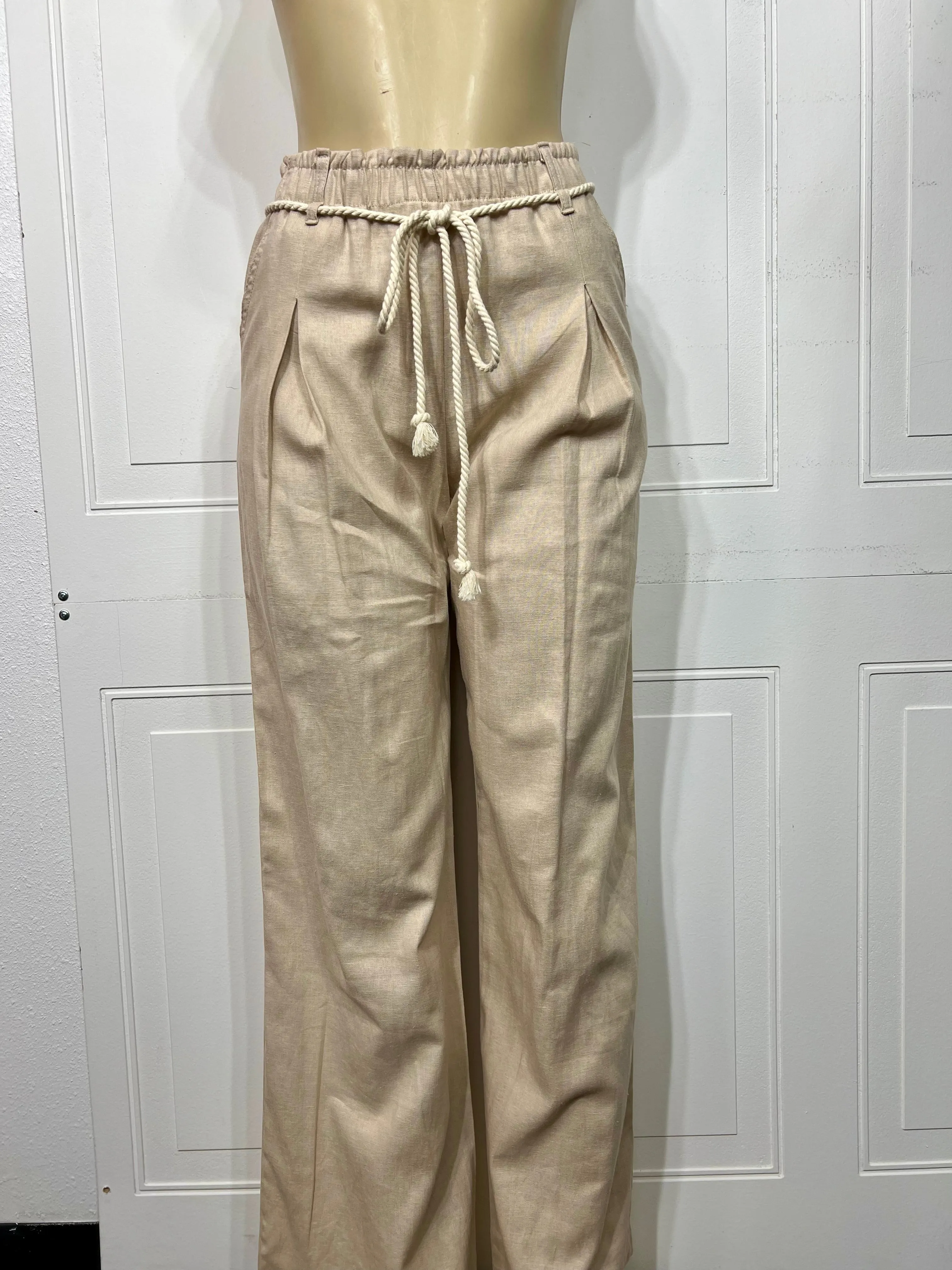Gladys Neon or Natural Front Tie Wide Leg Pants