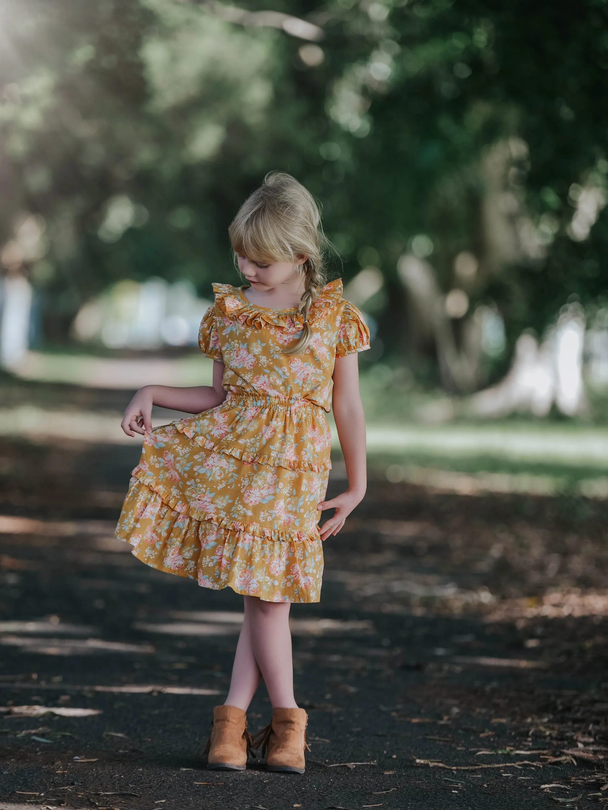 Gold Rose Smocked Set