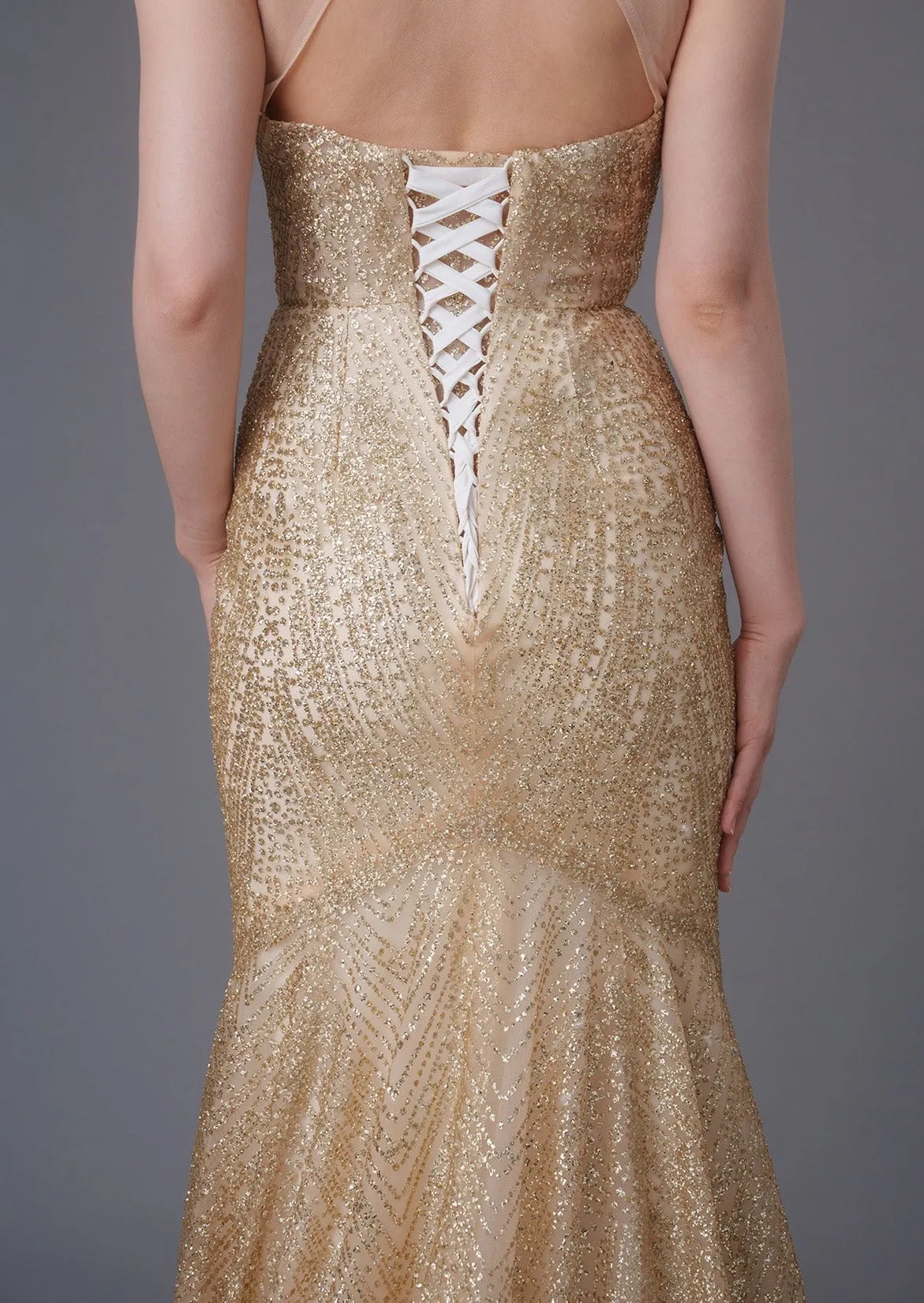 Golden Daffodil Mermaid Bridal Qipao