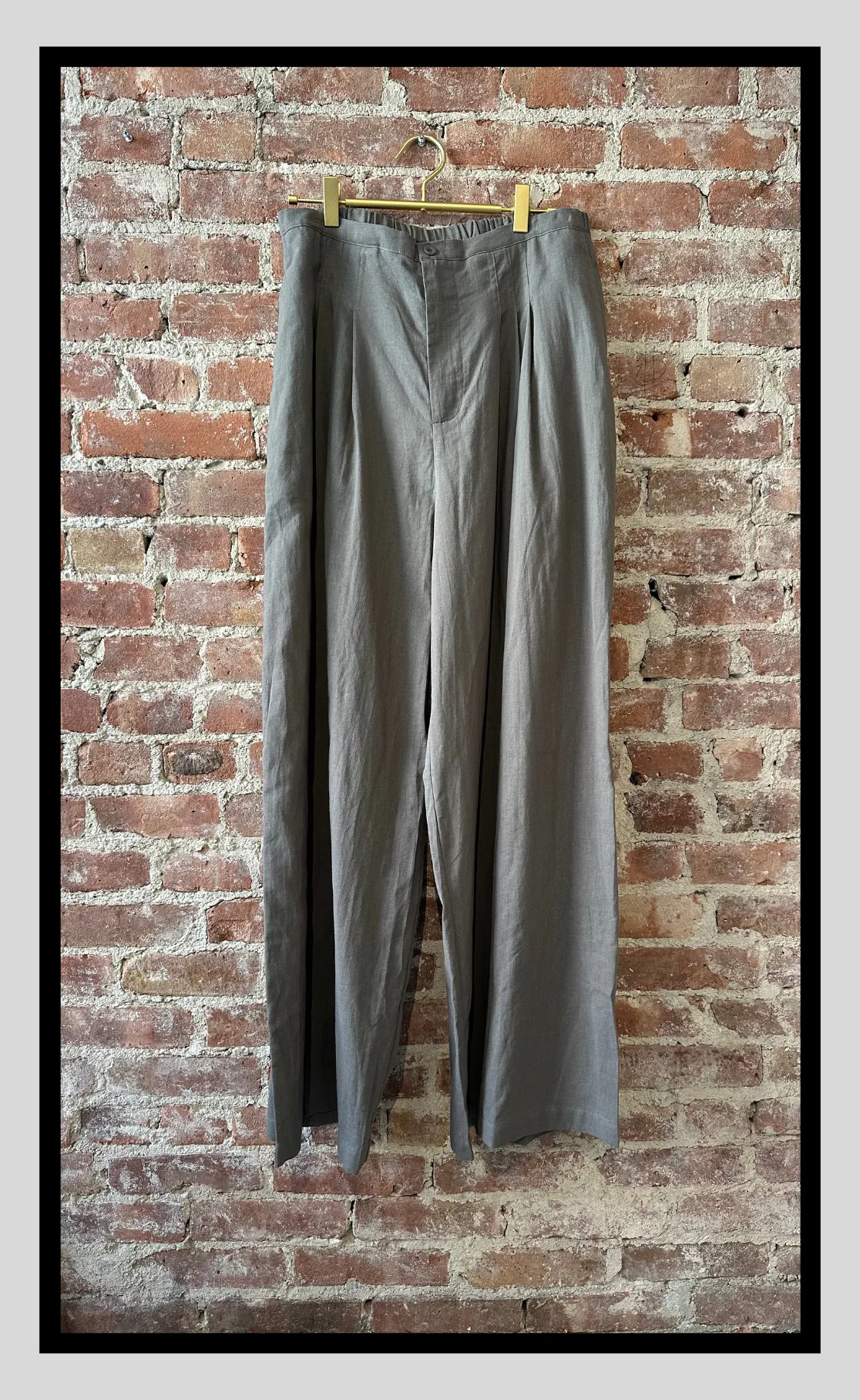 Gray Wide-Leg Linen Pants