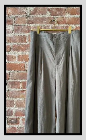 Gray Wide-Leg Linen Pants
