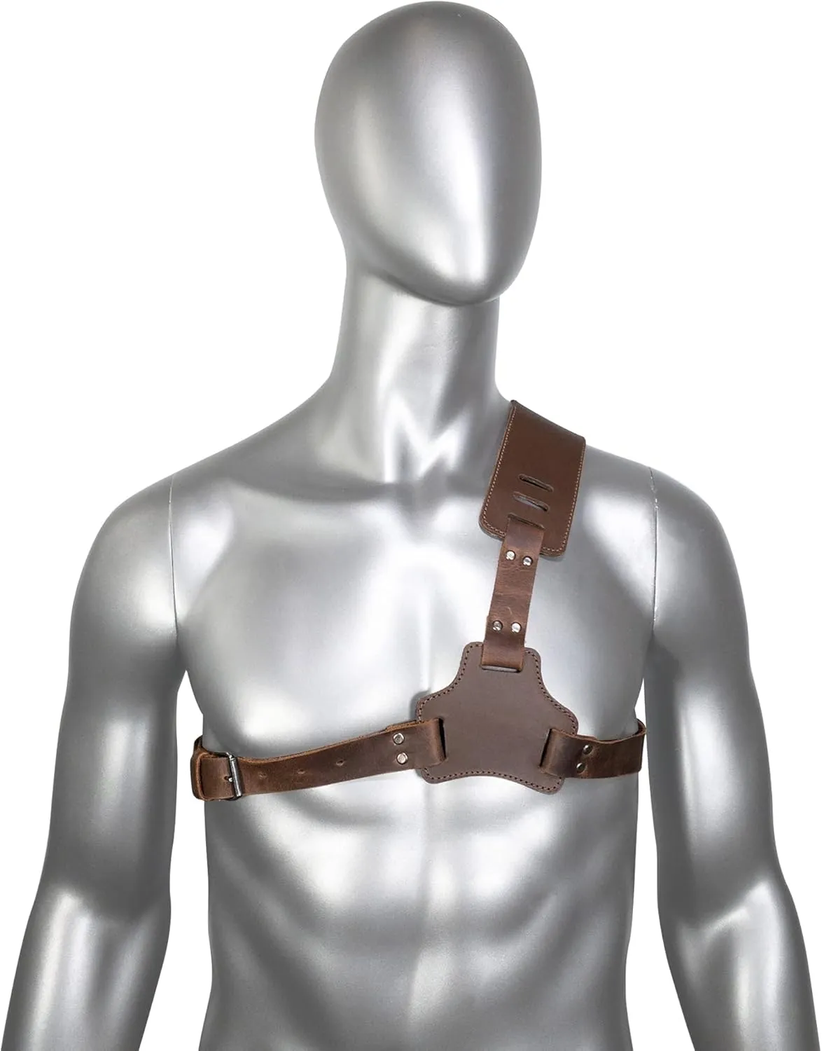 Hide & Play, Gladiator Shoulder Harness, Adjustable Straps, Ideal for Cosplay, Costume Parties, Full Grain Leather, Handmade, Bourbon Brown