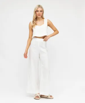 Kara Linen Pants - White