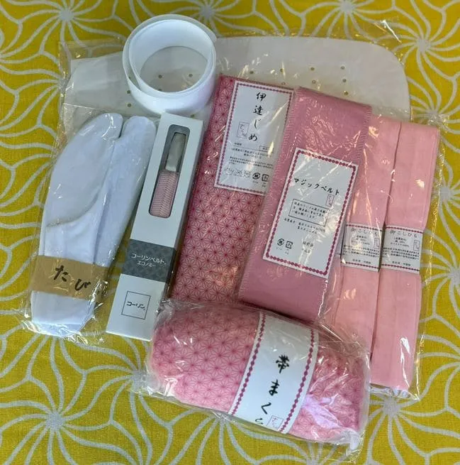 KIMONO DRESSING ACCESSORIES 10 Items Set for Authentic Japanese Kimono