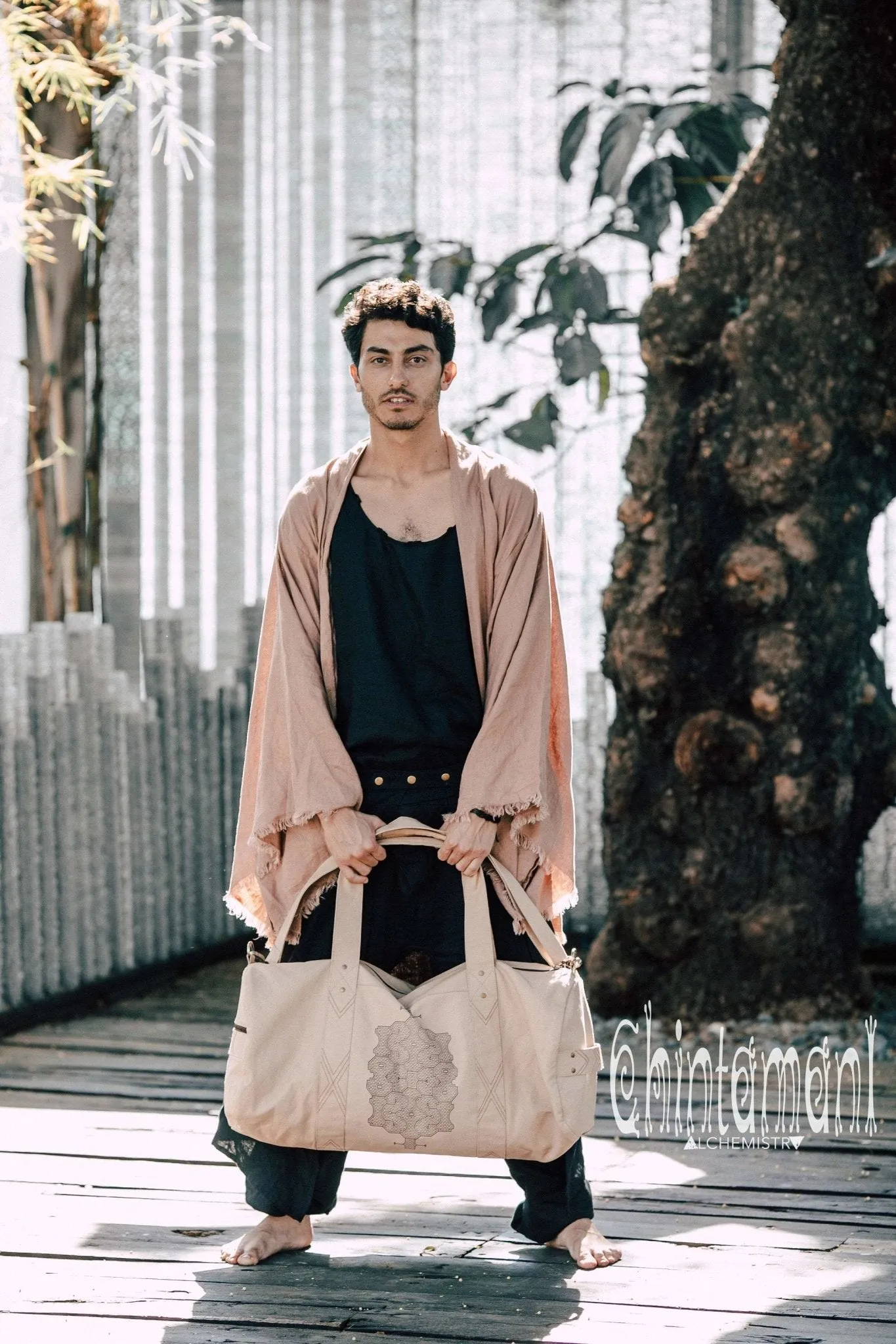 Long Linen Japanese Kimono Robe / Cardigan for Men / Dusty Pink