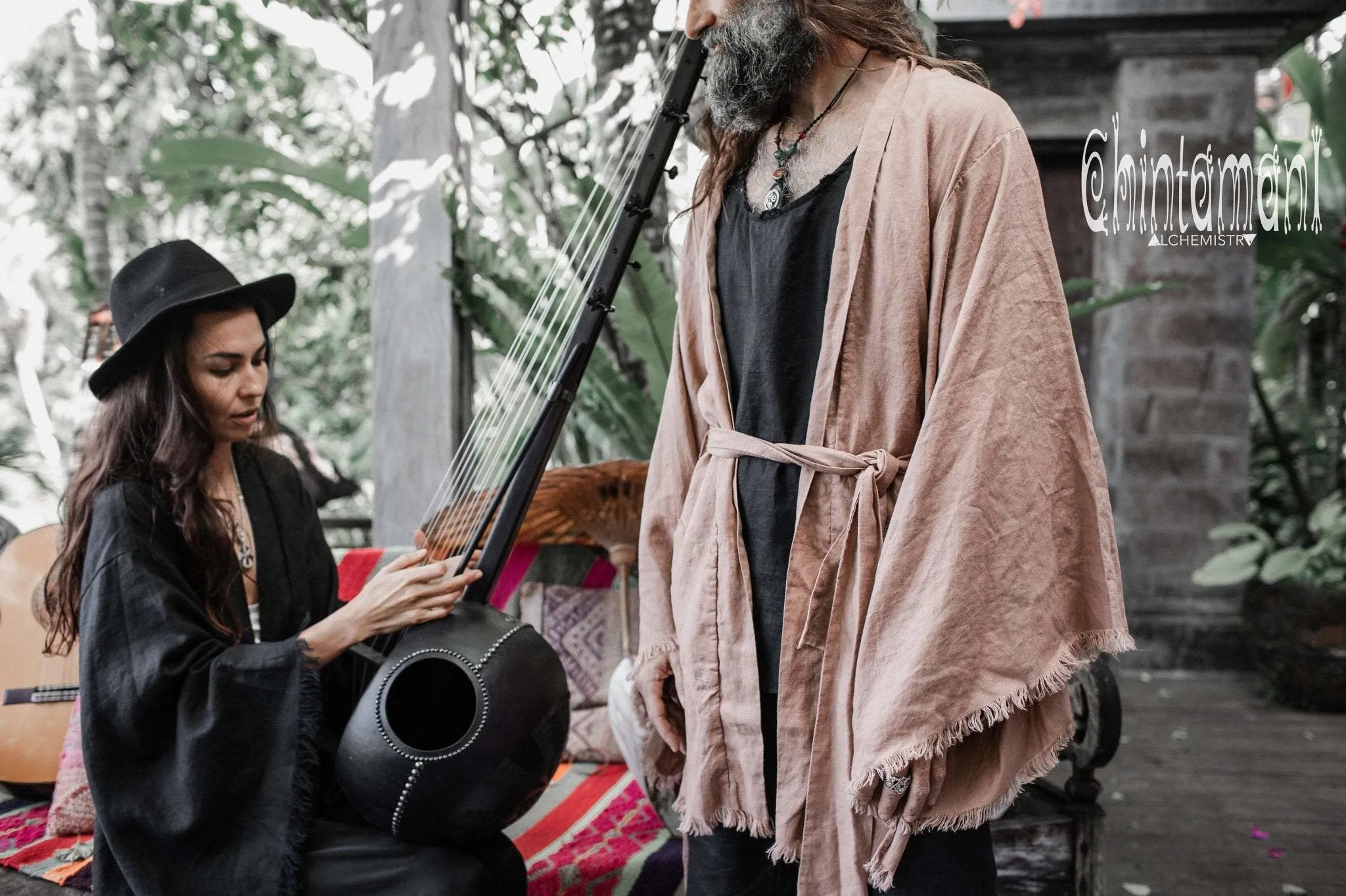 Long Linen Japanese Kimono Robe / Cardigan for Men / Dusty Pink