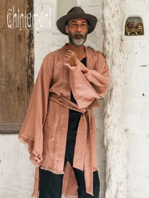Long Linen Japanese Kimono Robe / Cardigan for Men / Dusty Pink