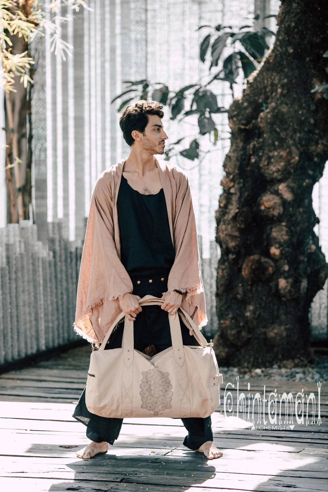 Long Linen Japanese Kimono Robe / Cardigan for Men / Dusty Pink