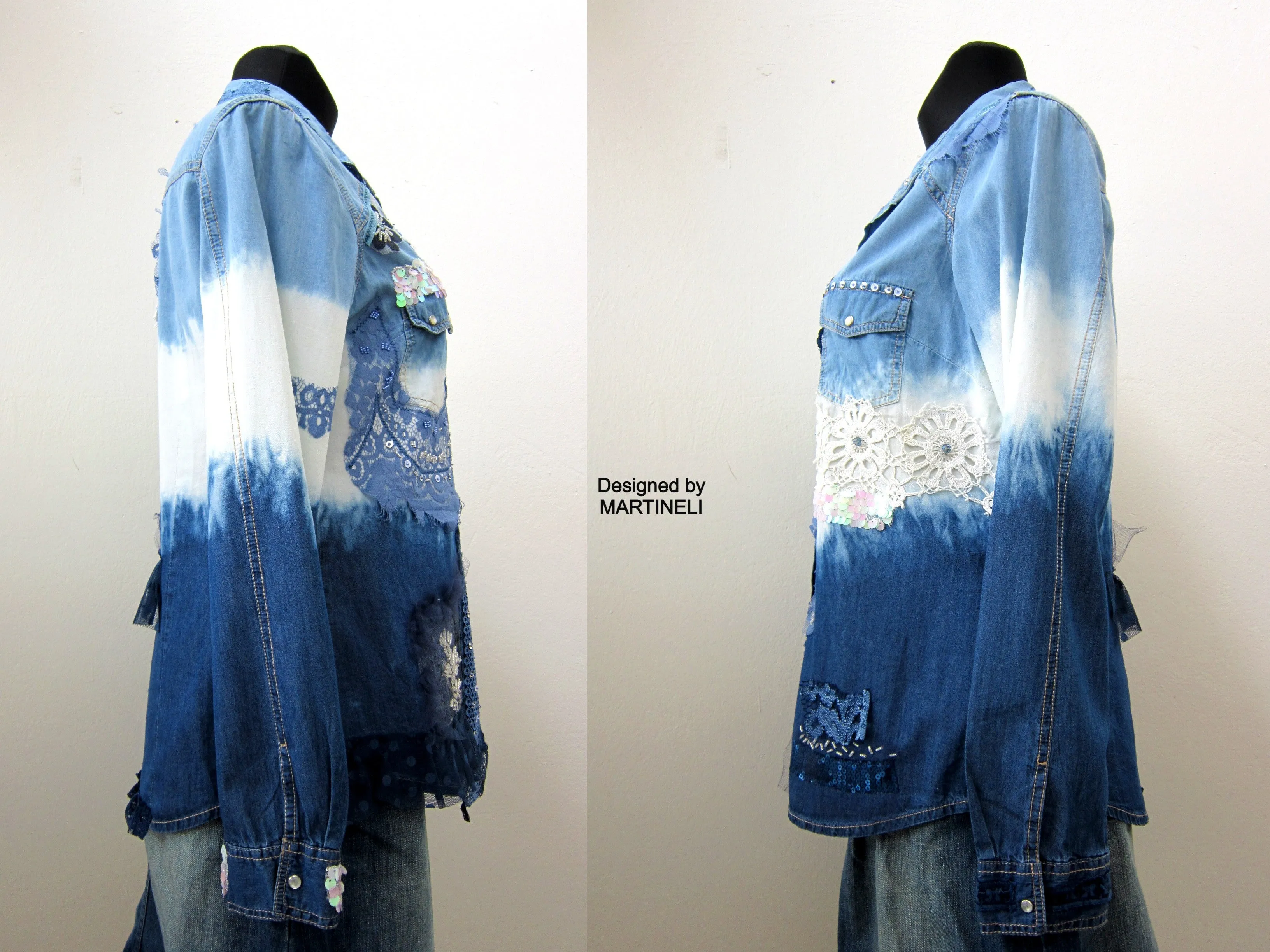 Long Sleeve Denim Shirt for Women,M/L Embroidered Shirt