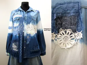 Long Sleeve Denim Shirt for Women,M/L Embroidered Shirt