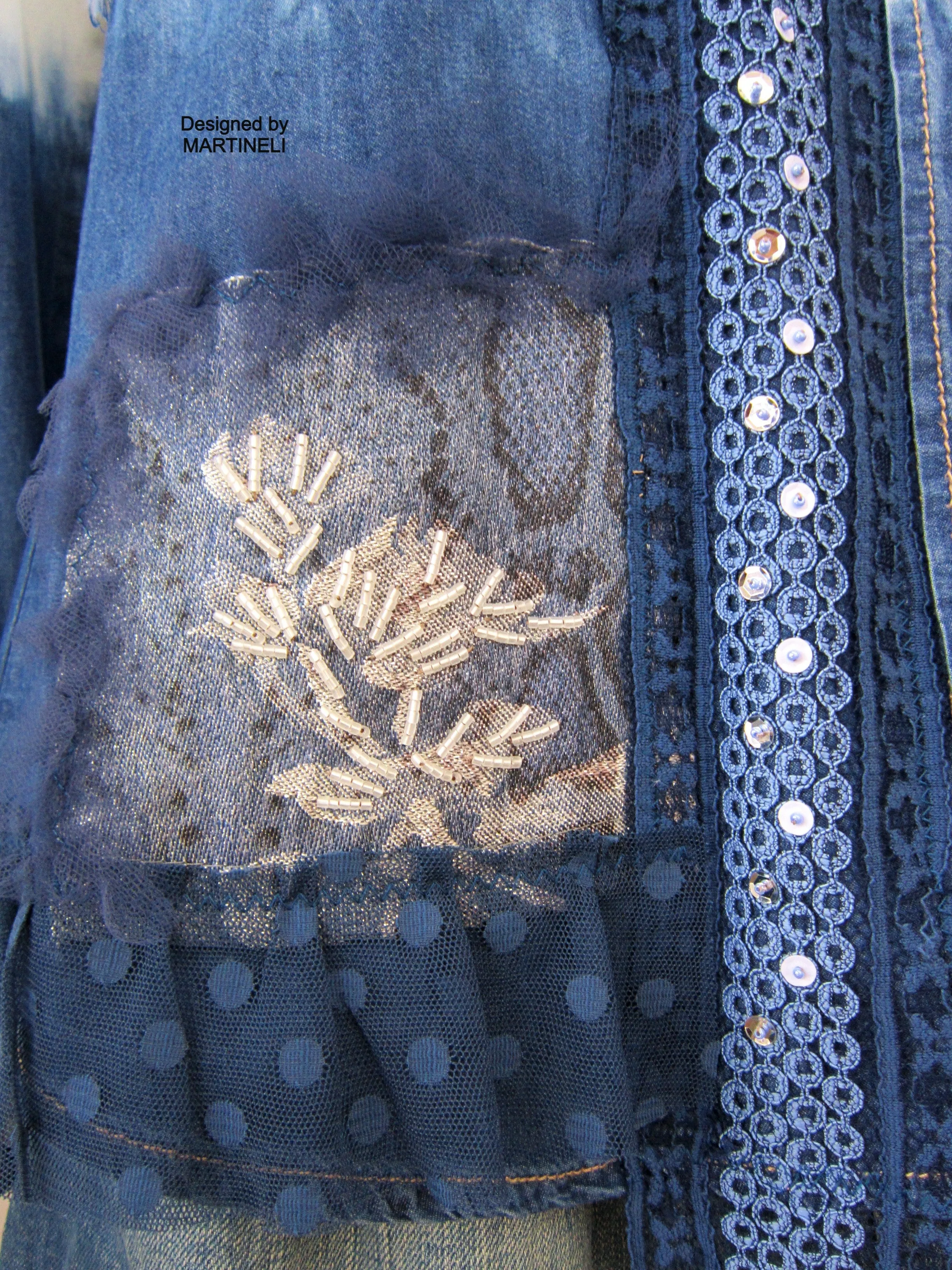 Long Sleeve Denim Shirt for Women,M/L Embroidered Shirt