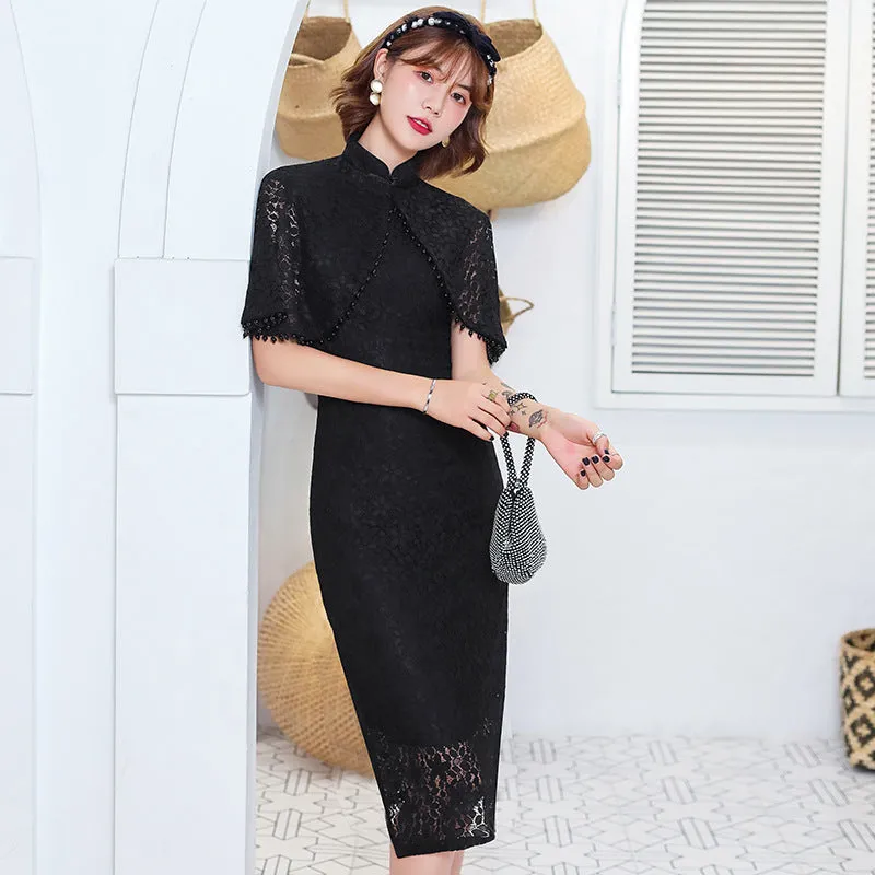 Modern Cheongsam Mermaid Lace Dress with Bolero Jacket