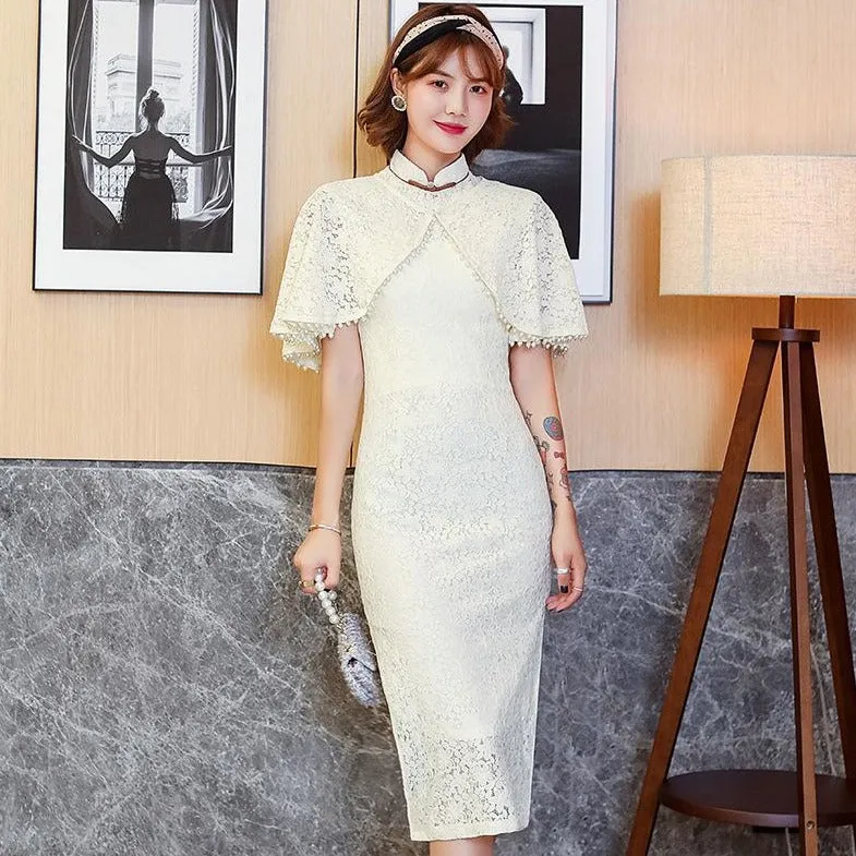 Modern Cheongsam Mermaid Lace Dress with Bolero Jacket