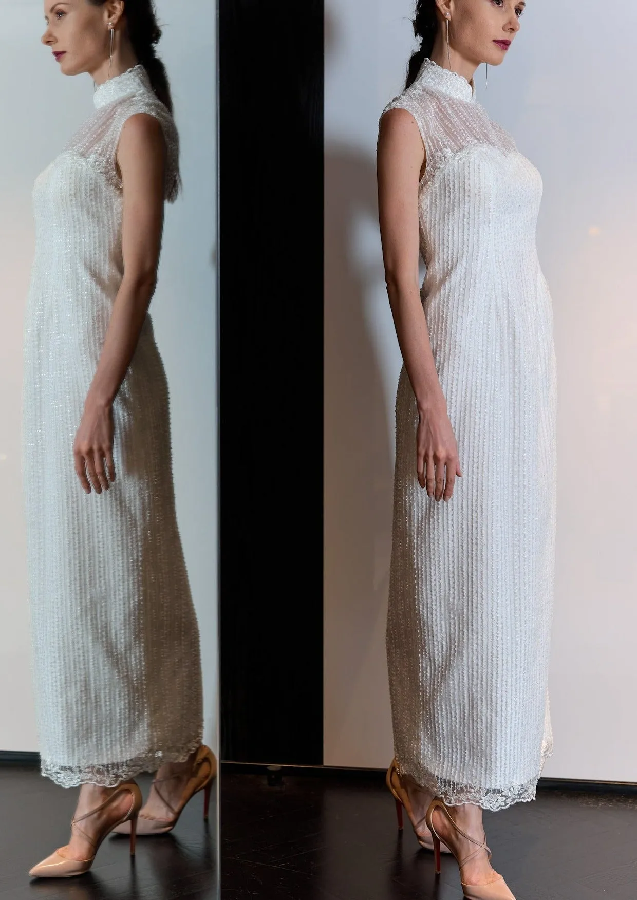 Moonflower Sequinned Qipao - RTW