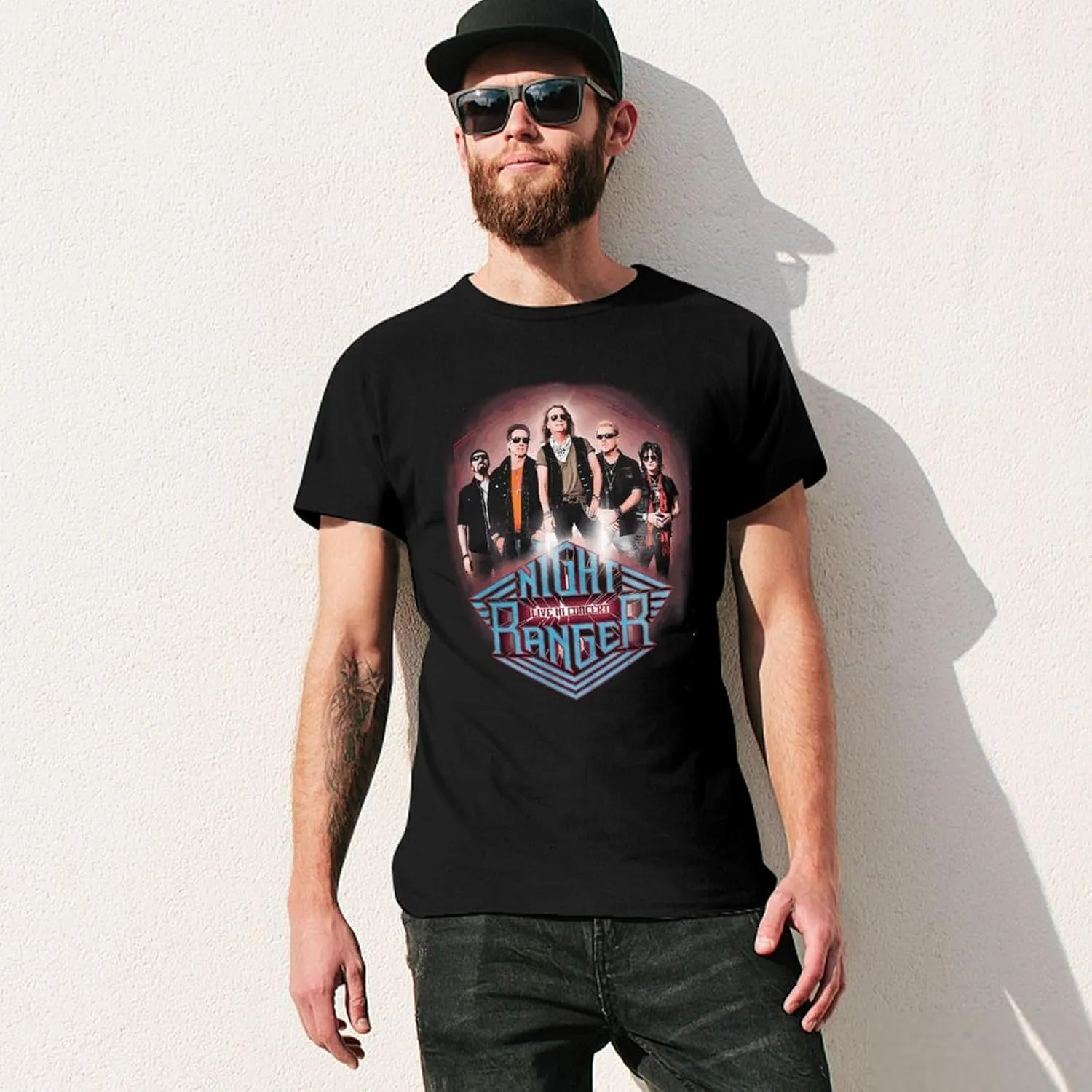 Night Rock Band Ranger Shirt Male's Trendy Graphic T-Shirt Casual Short Sleeve Tops
