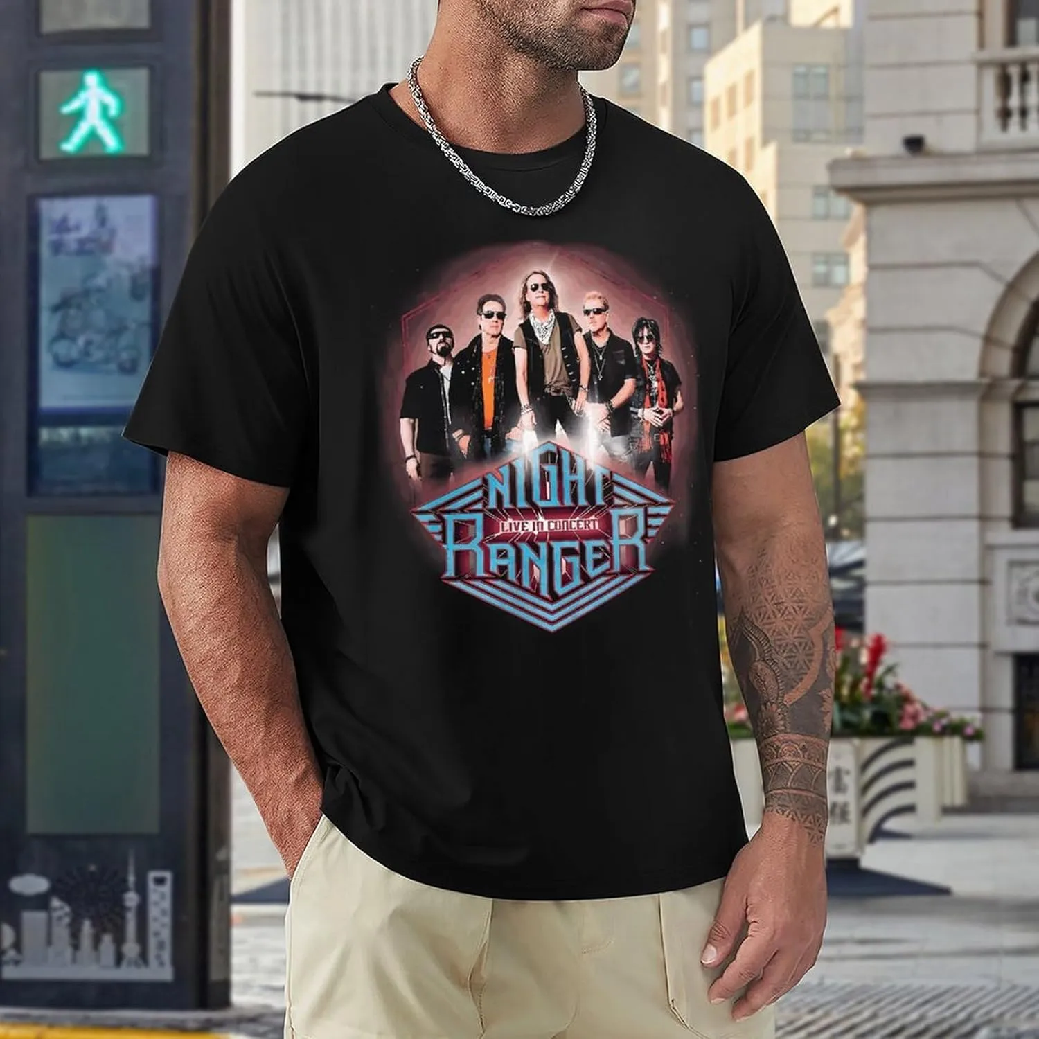 Night Rock Band Ranger Shirt Male's Trendy Graphic T-Shirt Casual Short Sleeve Tops