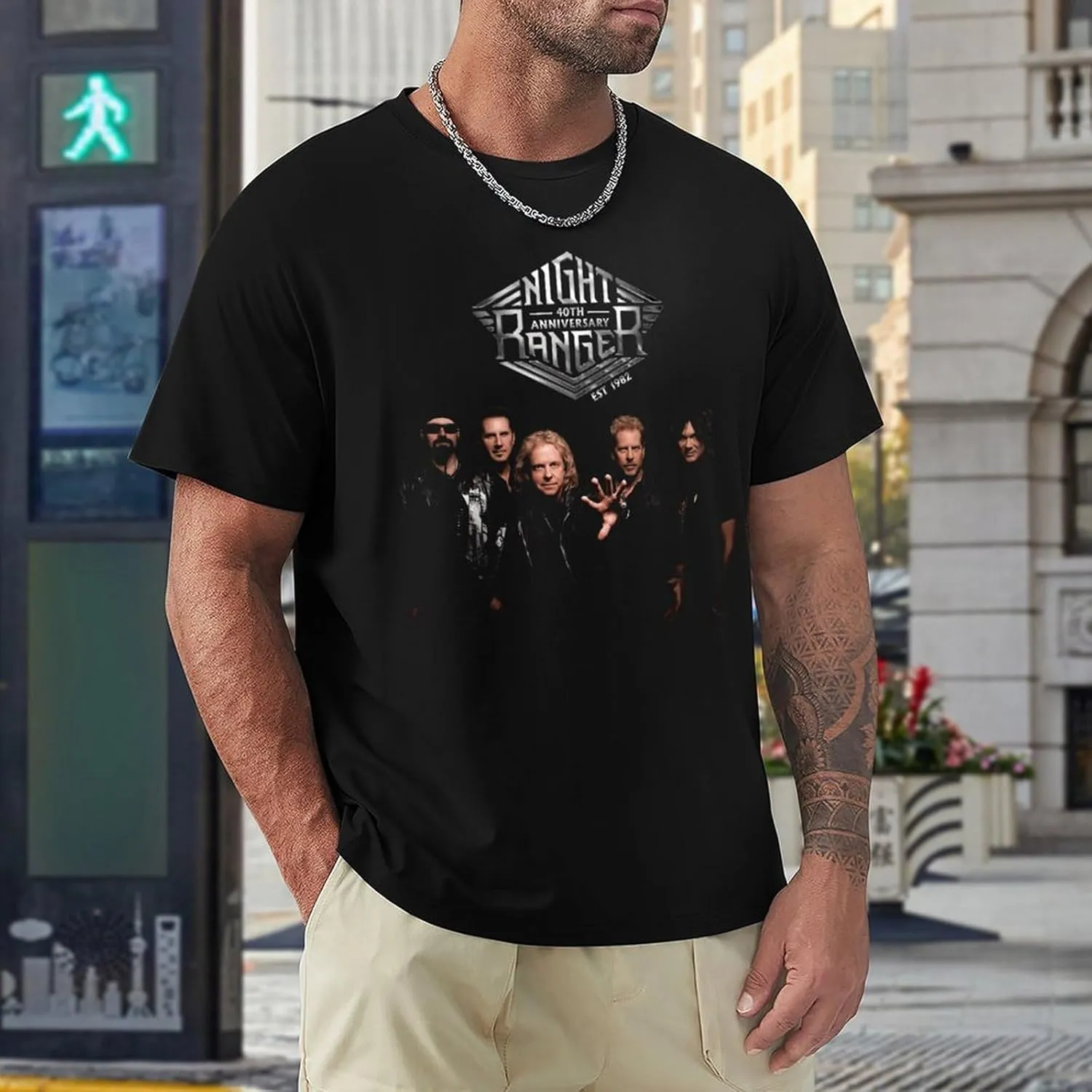 Night Rock Band Ranger Shirt Male's Trendy Graphic T-Shirt Casual Short Sleeve Tops