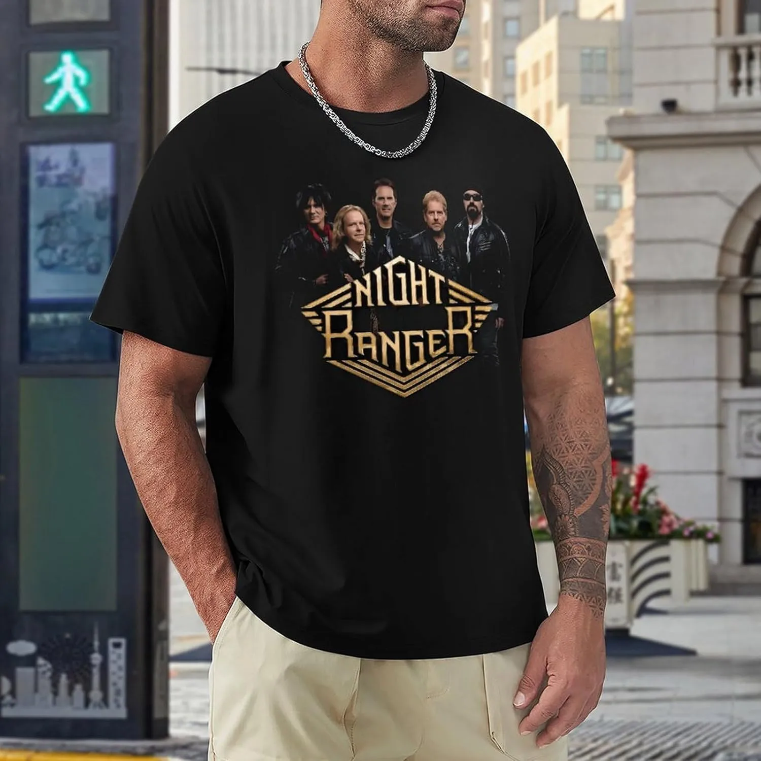 Night Rock Band Ranger Shirt Male's Trendy Graphic T-Shirt Casual Short Sleeve Tops