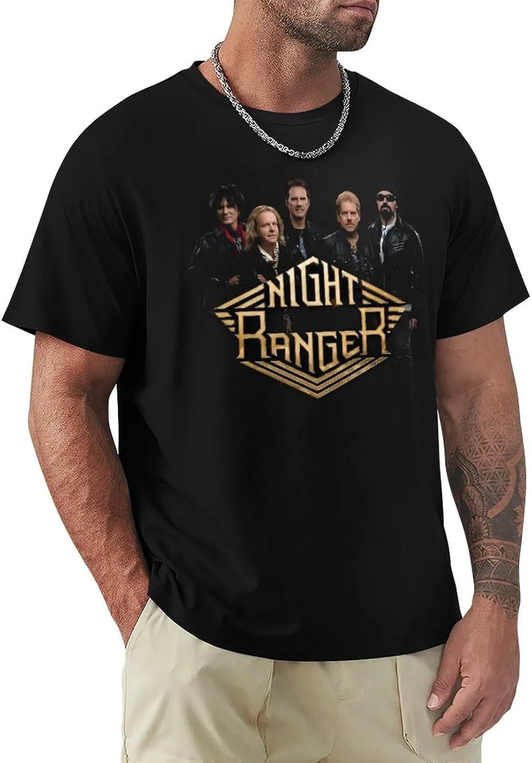 Night Rock Band Ranger Shirt Male's Trendy Graphic T-Shirt Casual Short Sleeve Tops