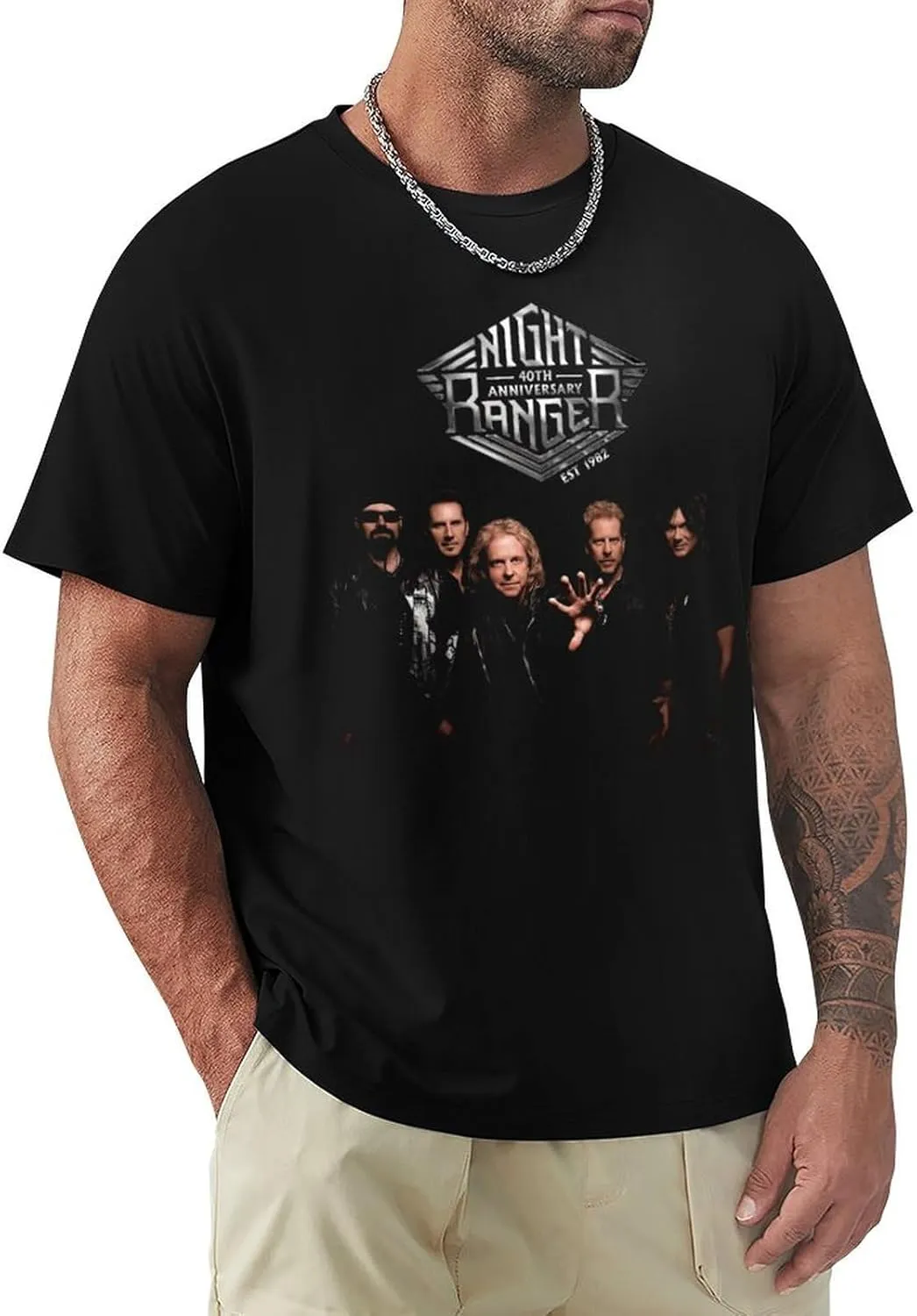 Night Rock Band Ranger Shirt Male's Trendy Graphic T-Shirt Casual Short Sleeve Tops