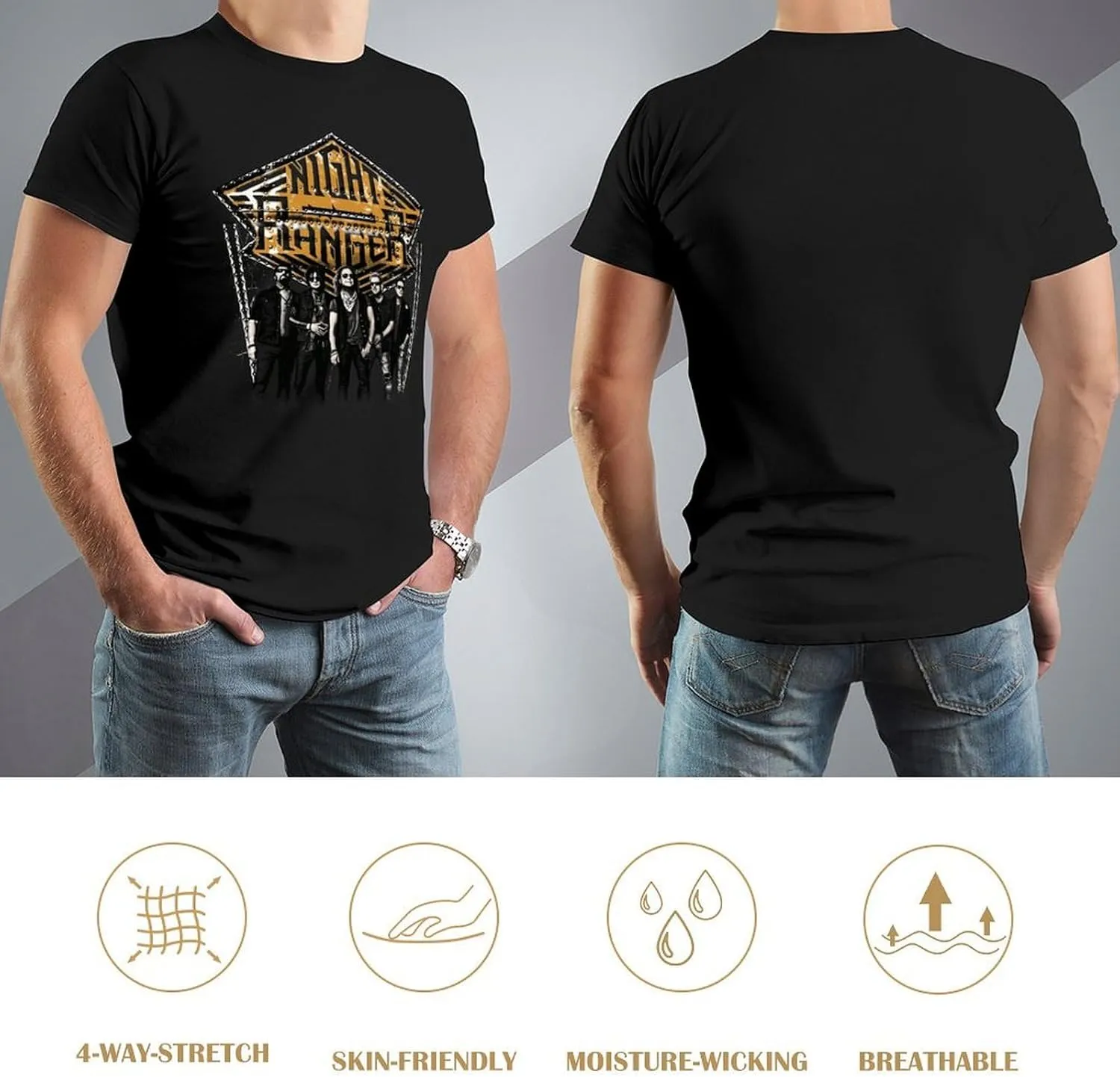 Night Rock Band Ranger Shirt Male's Trendy Graphic T-Shirt Casual Short Sleeve Tops