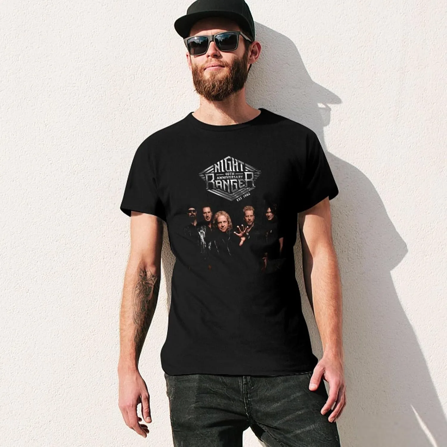 Night Rock Band Ranger Shirt Male's Trendy Graphic T-Shirt Casual Short Sleeve Tops