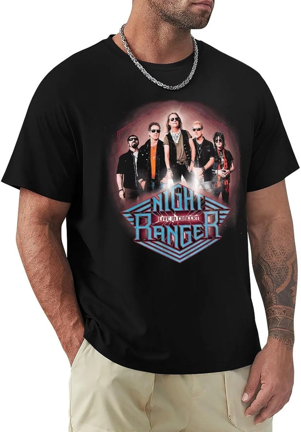 Night Rock Band Ranger Shirt Male's Trendy Graphic T-Shirt Casual Short Sleeve Tops