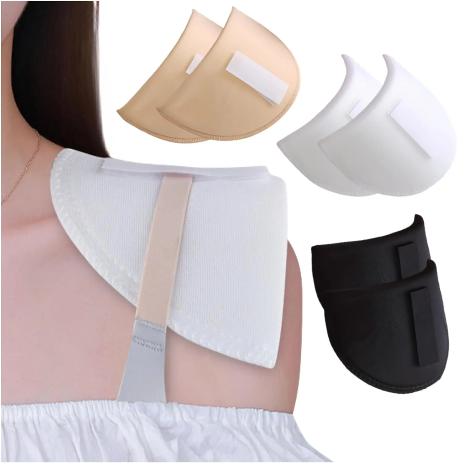 Nimiah 3-Pairs Set-in Shoulder Pads - Breathable Sponge Enhancer Thickness 0.6" Sewing Supplies for Women Men Sloping High Low Shoulders Blazer Suit T-Shirt