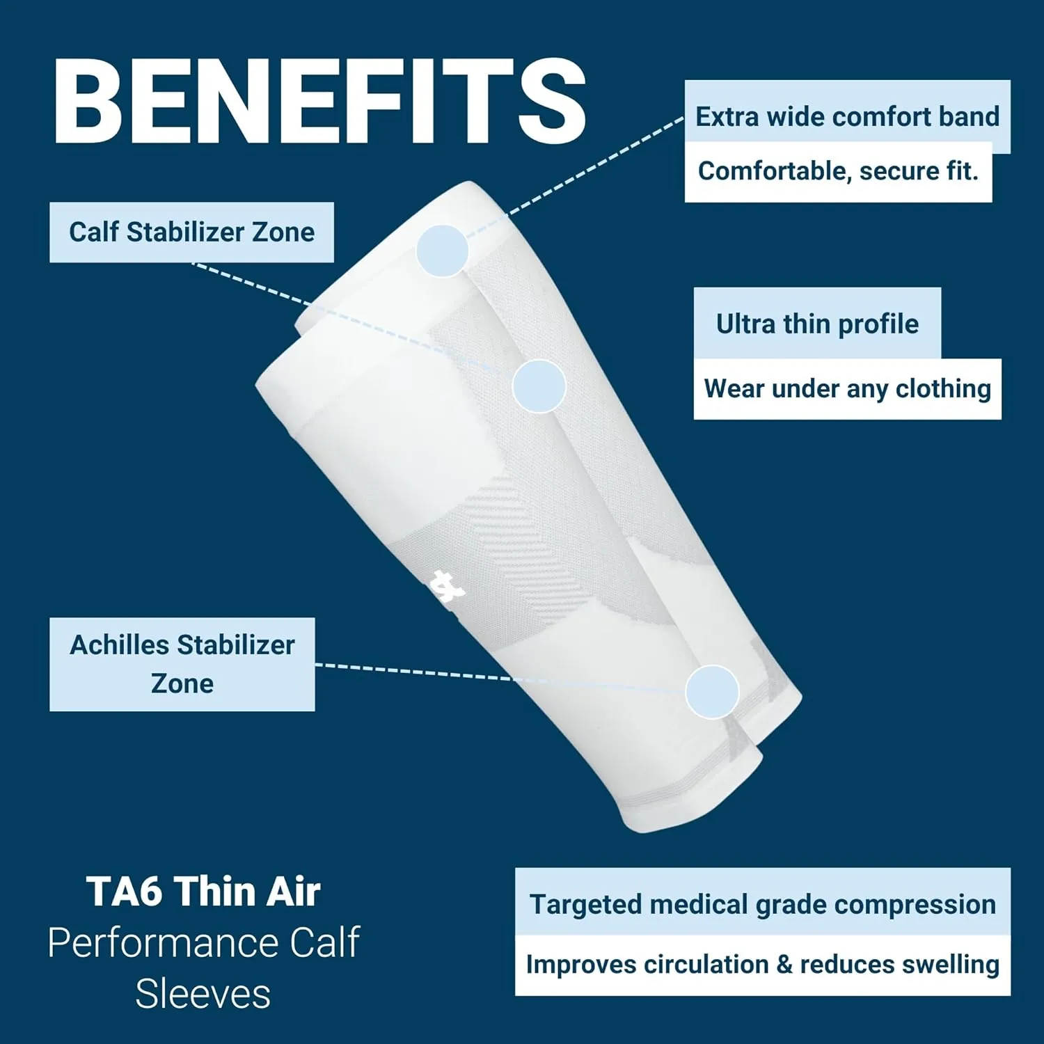OS1st Thin Air Compression Calf Sleeves TA6 for running, maximizing airflow and relieving shin splints