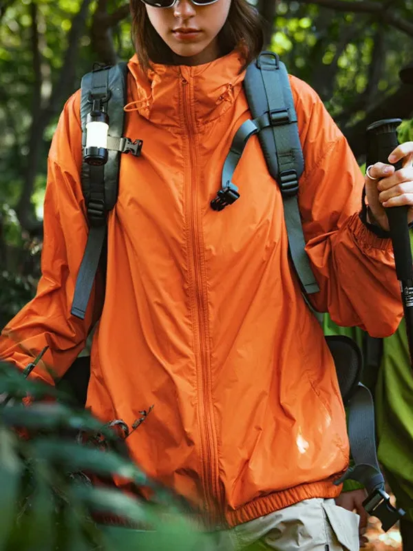 Packable Lightweight UV Protection Jacket in Orange Color