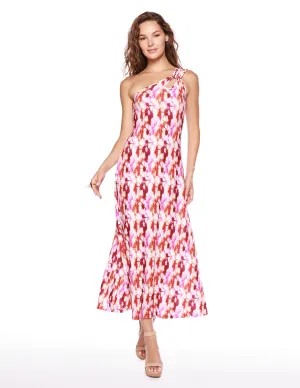 Portofino One Shldr Midi Dress-POP