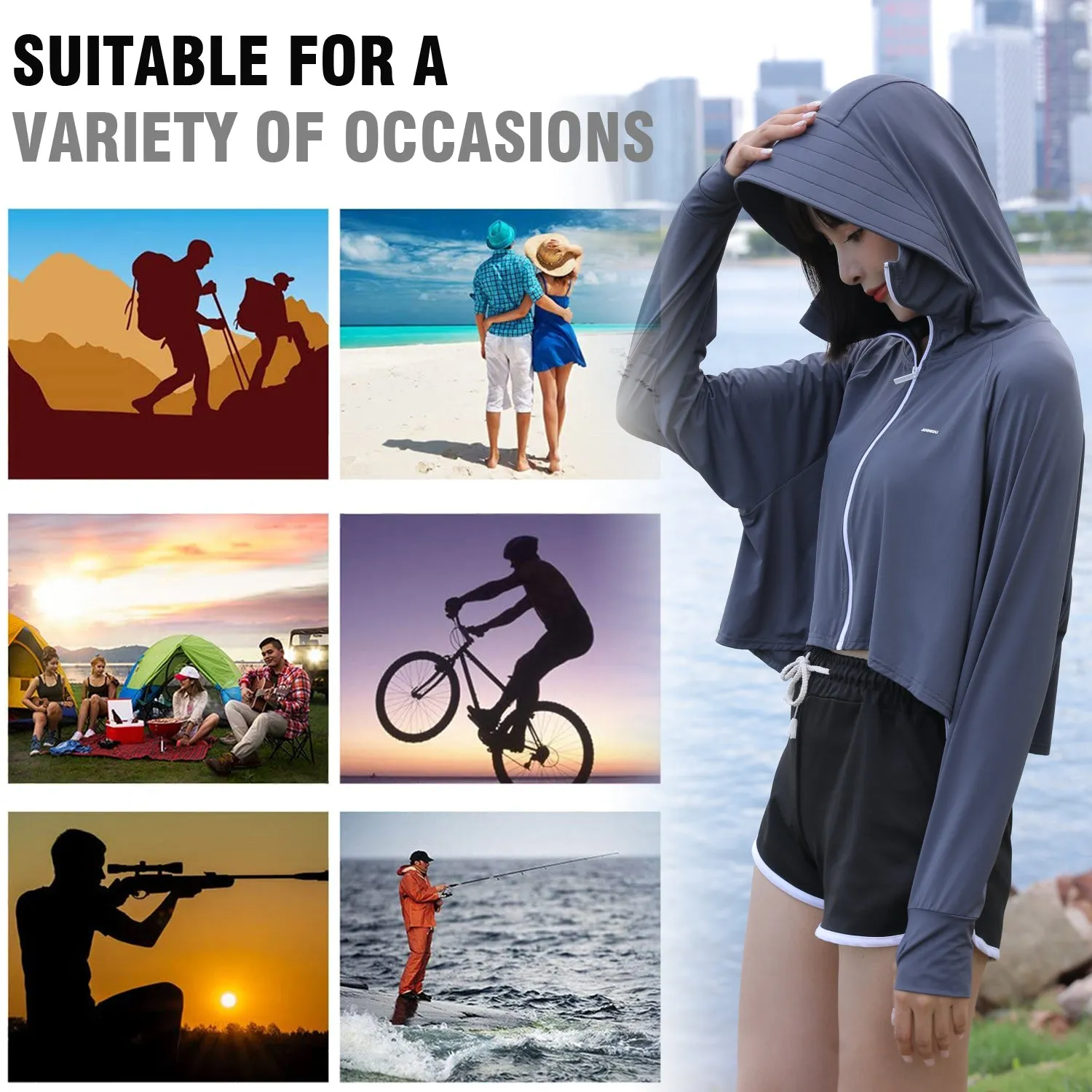 Sidiou Group Anniou Women's UPF 50  UV Protection Jacket Summer Quick-Drying Bat Sleeve Cape Coat Riding Running Jacket Loose Lightweight Windbreaker