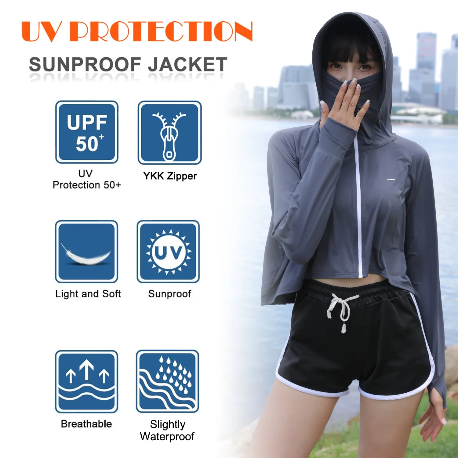 Sidiou Group Anniou Women's UPF 50  UV Protection Jacket Summer Quick-Drying Bat Sleeve Cape Coat Riding Running Jacket Loose Lightweight Windbreaker