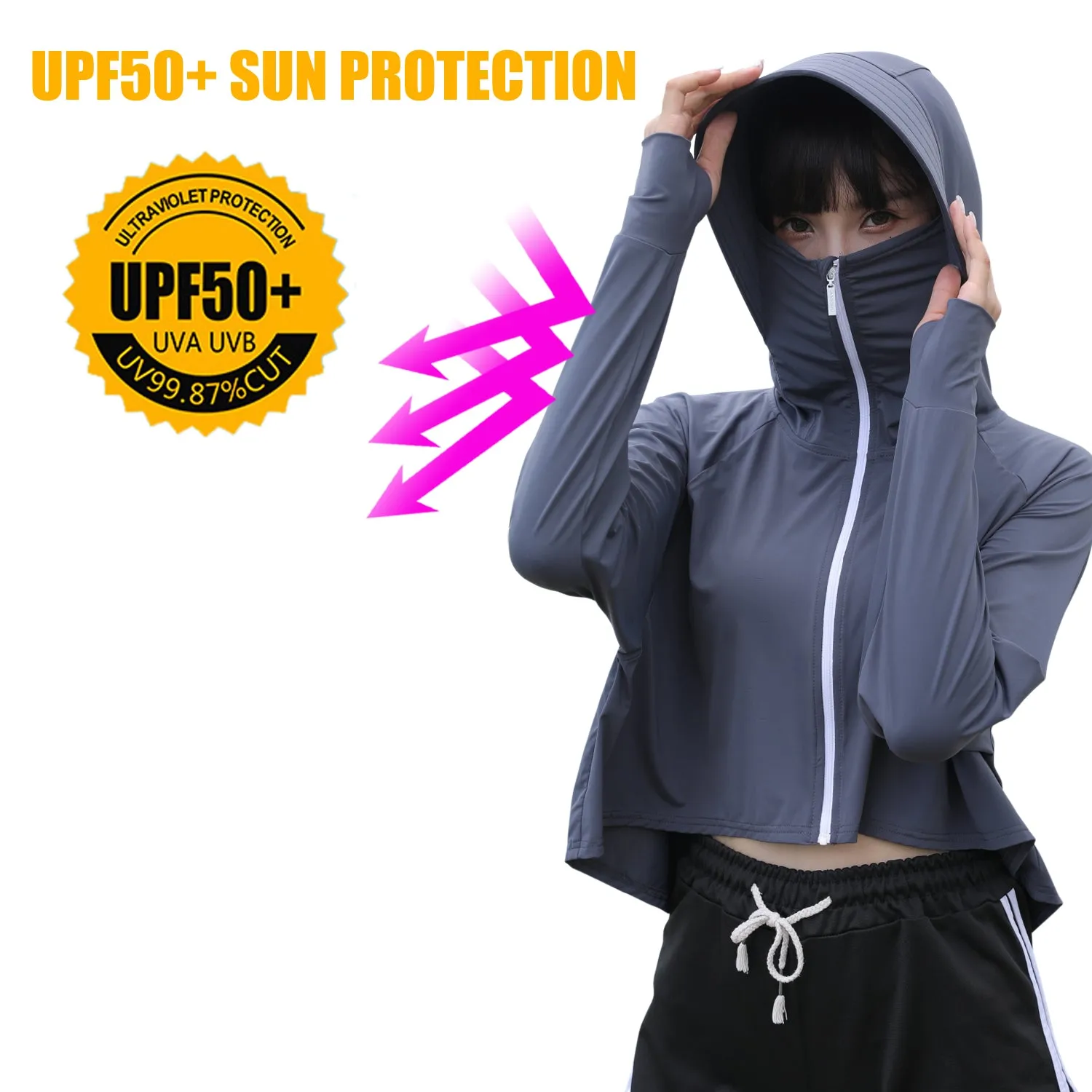 Sidiou Group Anniou Women's UPF 50  UV Protection Jacket Summer Quick-Drying Bat Sleeve Cape Coat Riding Running Jacket Loose Lightweight Windbreaker