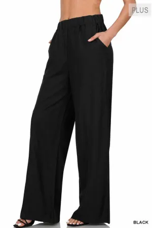 Slide into Wide Trendy Plus Black Wide Leg Pants