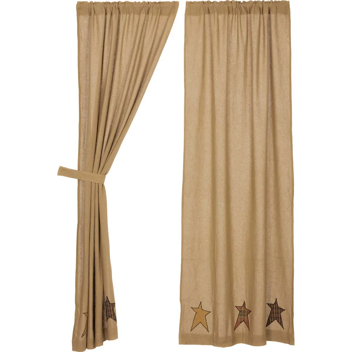 Stratton Burlap Applique Star Panels Set of 2 84x40