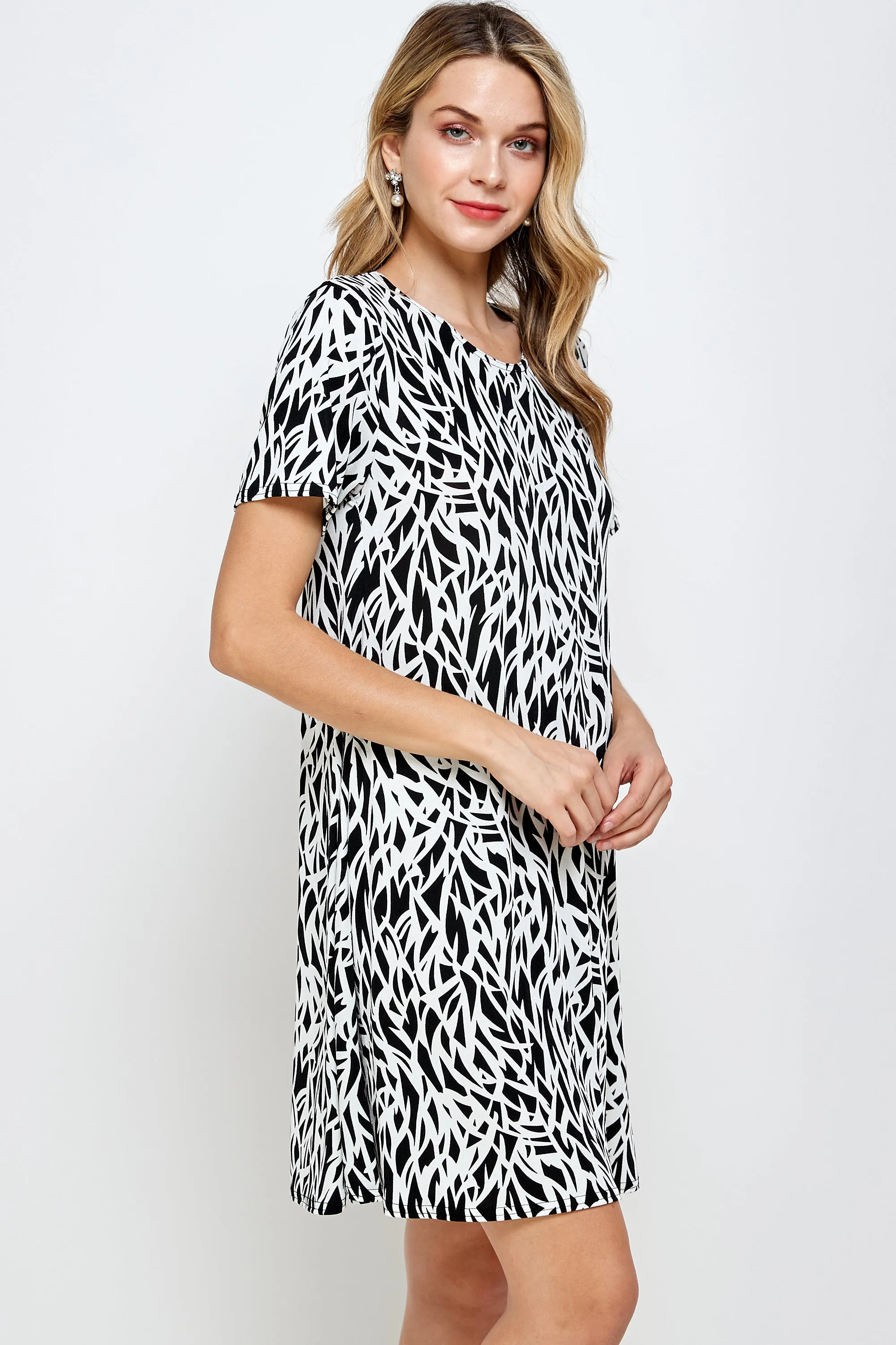 Stretchy Missy Dress Short Sleeve Print-7004BN-SRP1-W289