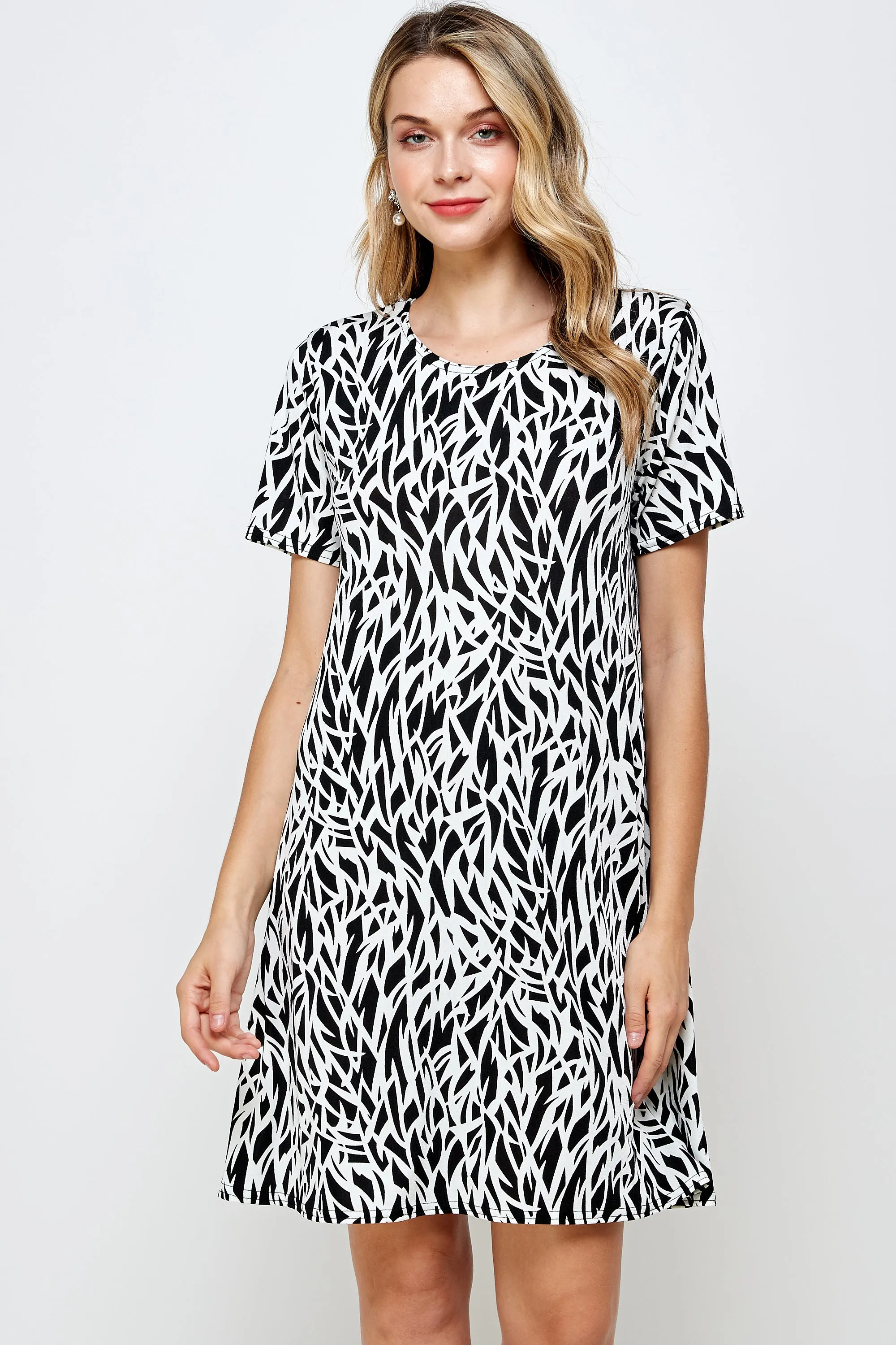 Stretchy Missy Dress Short Sleeve Print-7004BN-SRP1-W289