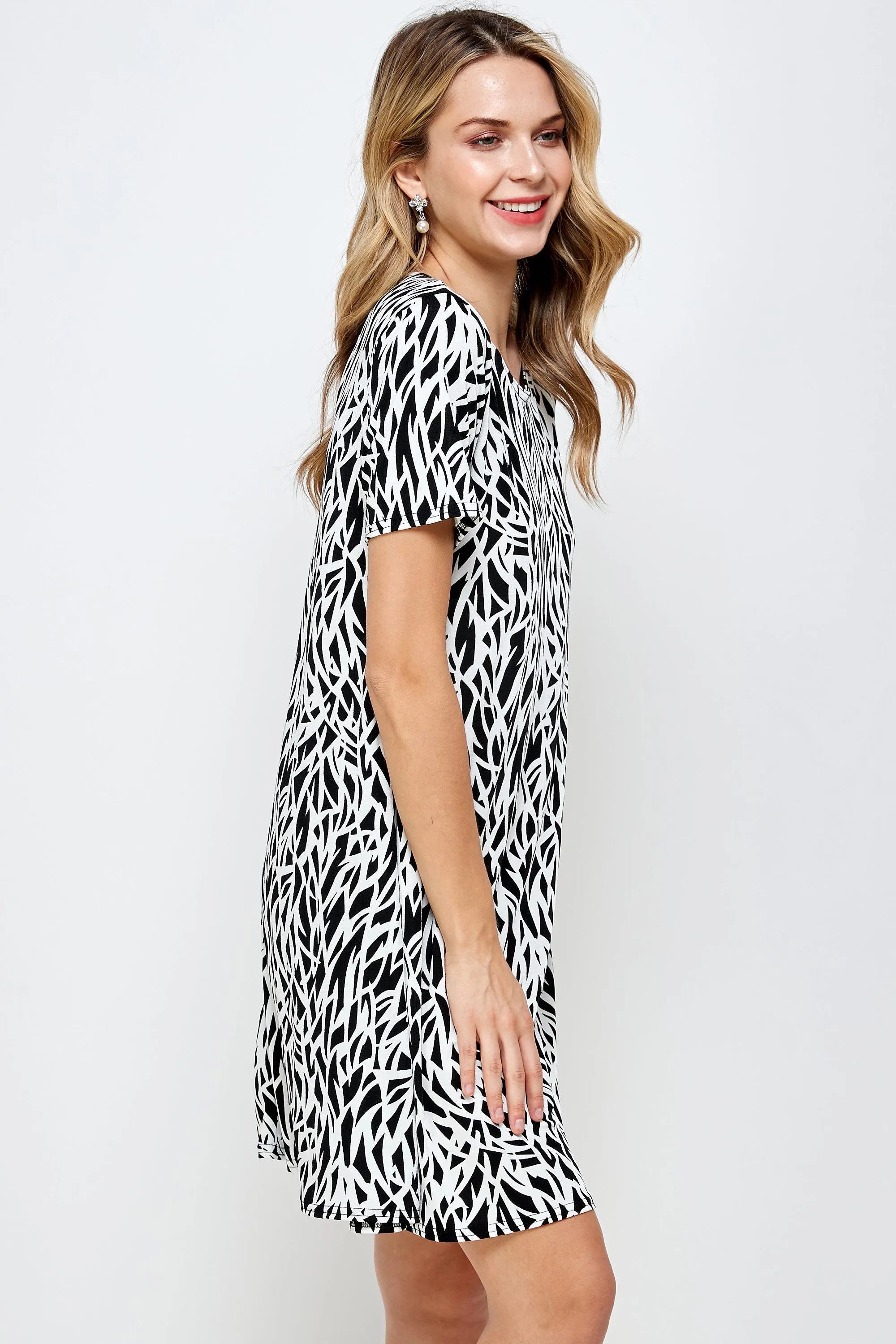Stretchy Missy Dress Short Sleeve Print-7004BN-SRP1-W289