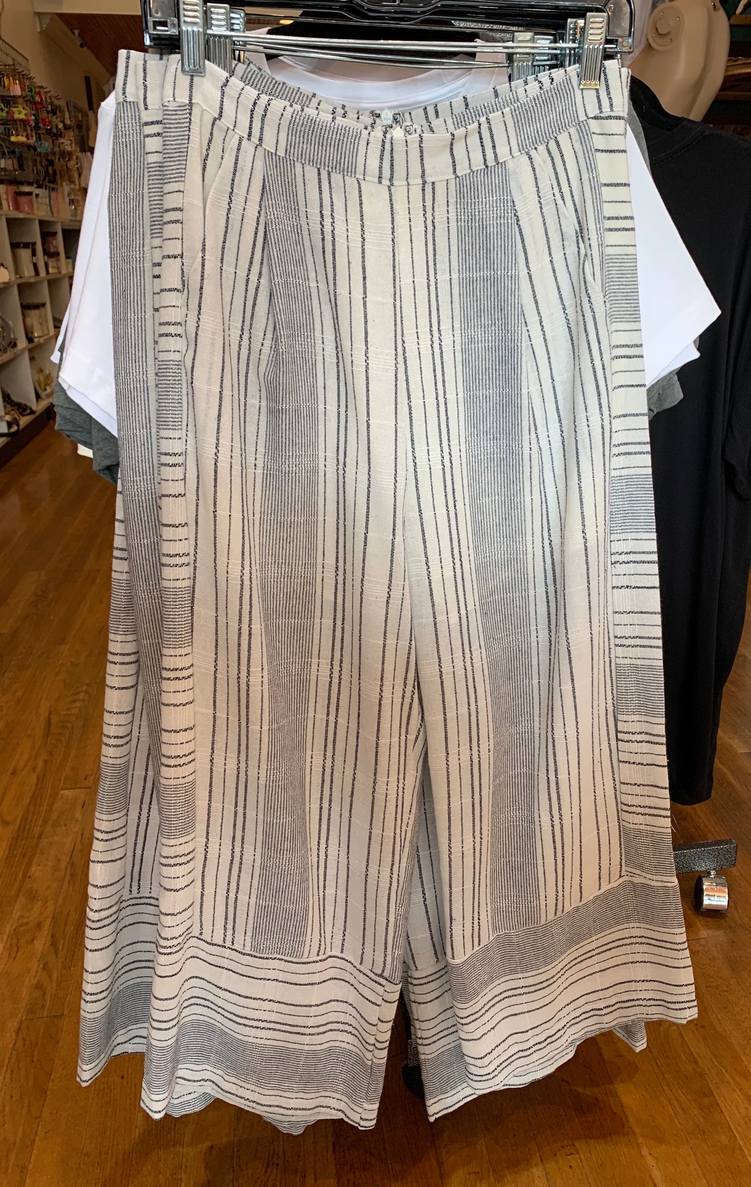 Striped Linen wide leg crops