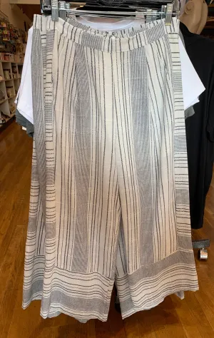 Striped Linen wide leg crops